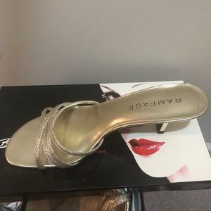 Gold sandals with kitten heels